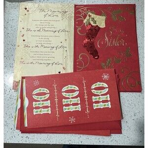 Hallmark Christmas Cards (3) 2 Money Holders / 1 Sister, 1 American Greetings